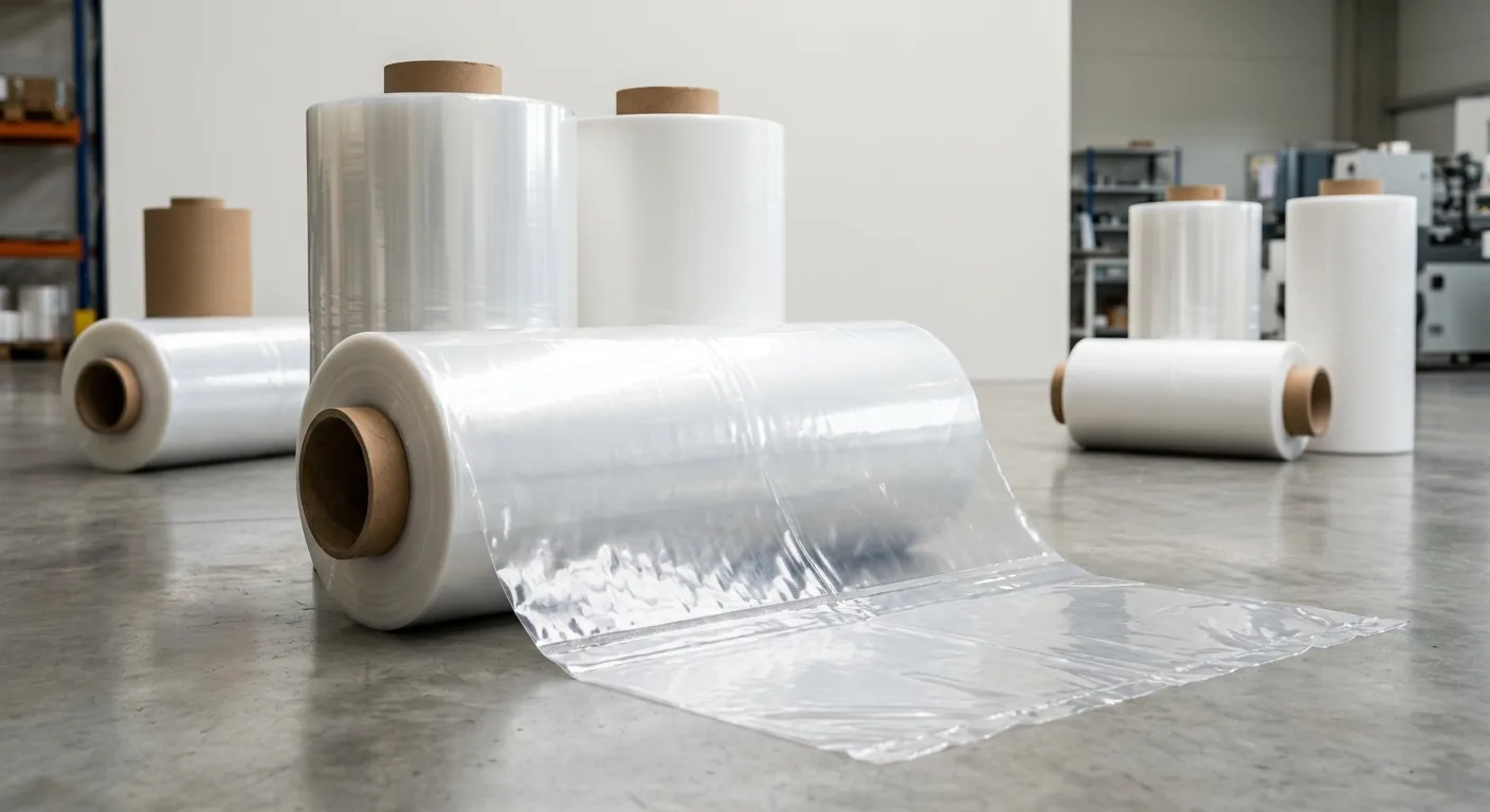 Bobines de gaine PE transparente et blanche sur mandrins industriels